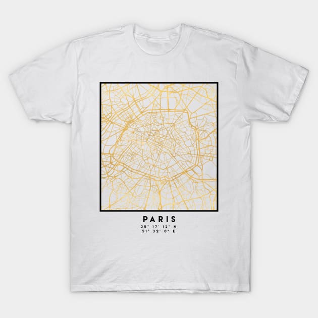 PARIS FRANCE CITY STREET MAP ART T-Shirt by deificusArt